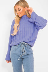 Lilac Knit High Neck Jumper - Jaelynn-Jumper