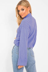 Lilac Knit High Neck Jumper - Jaelynn-Jumper