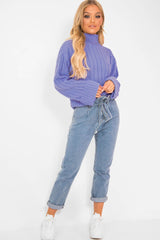 Lilac Knit High Neck Jumper - Jaelynn-Jumper