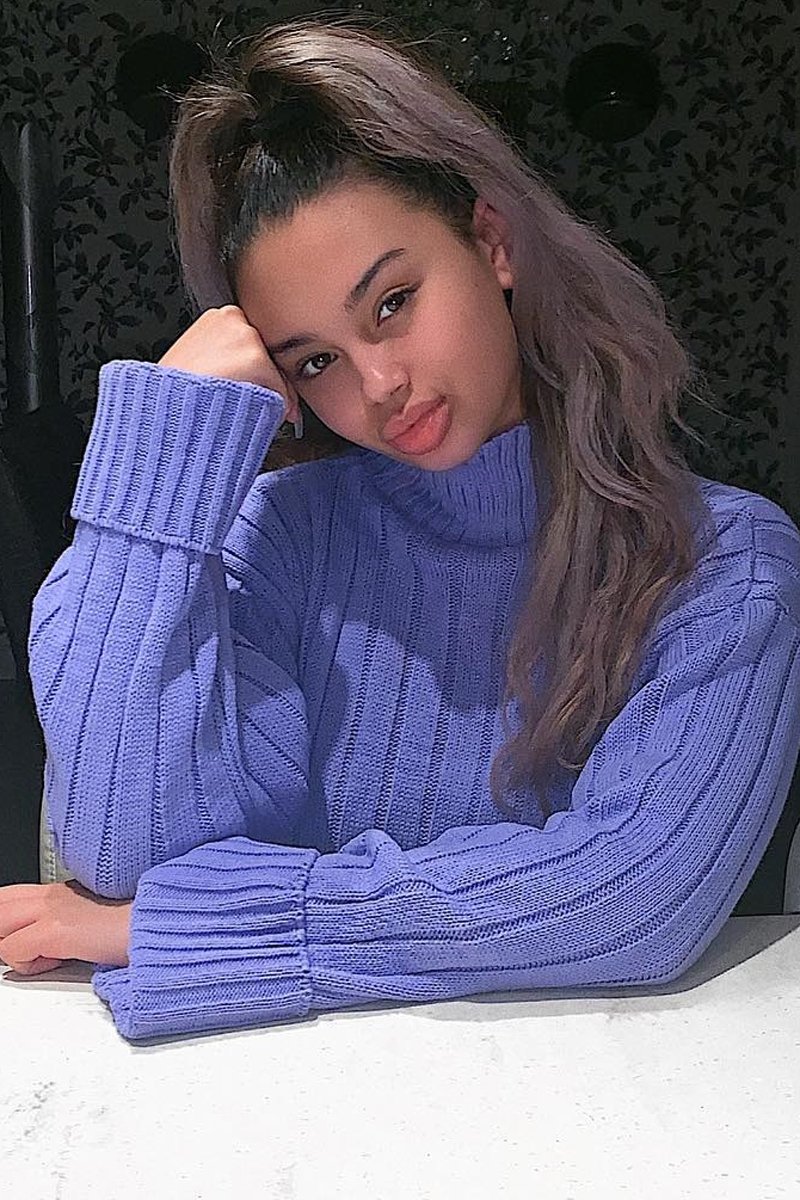 Lilac Knit High Neck Jumper - Jaelynn-Jumper