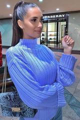 Lilac Knit High Neck Jumper - Jaelynn-Jumper