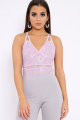 Lilac Lace Open Back Bodysuit - Naomie-Bodysuits