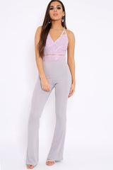 Lilac Lace Open Back Bodysuit - Naomie-Bodysuits