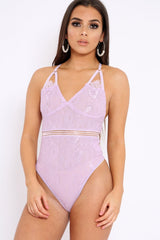 Lilac Lace Open Back Bodysuit - Naomie-Bodysuits