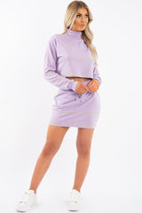 Lilac Lime Contrast Stitch Crop Jumper Skirt Co-ord - Keva-Co-ords