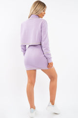 Lilac Lime Contrast Stitch Crop Jumper Skirt Co-ord - Keva-Co-ords