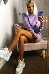 Lilac Lime Contrast Stitch Crop Jumper Skirt Co-ord - Keva-Co-ords