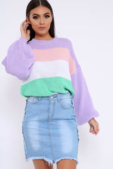 Lilac Nude and White Striped Jumper - Ammie-Jumper