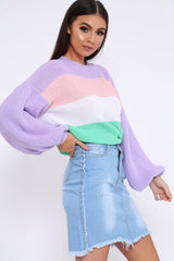 Lilac Nude and White Striped Jumper - Ammie-Jumper