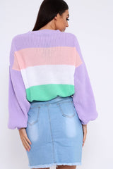 Lilac Nude and White Striped Jumper - Ammie-Jumper