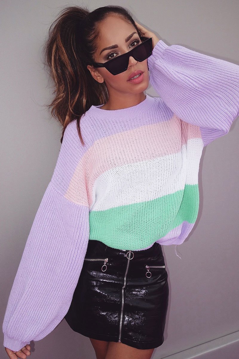 Lilac Nude and White Striped Jumper - Ammie-Jumper
