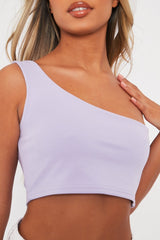 Lilac One Shouldered Crop Top - Kamri-Crop Tops