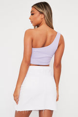Lilac One Shouldered Crop Top - Kamri-Crop Tops