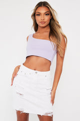 Lilac One Shouldered Crop Top - Kamri-Crop Tops