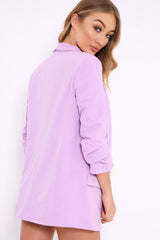 Lilac Open Front Ruffled Sleeves Blazer - Kanna-Jackets