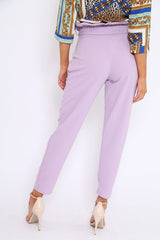 Lilac Paper Bag Tie Waist Cigarette Trousers - Karmen-Trousers