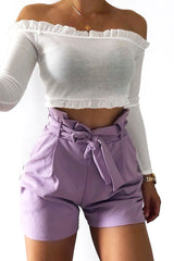 Lilac Paper Bag Tie Waist Shorts - Sigrid-Shorts