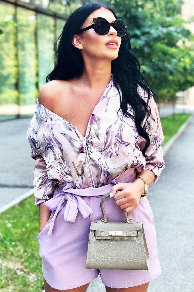 Lilac Paper Bag Tie Waist Shorts - Sigrid-Shorts