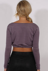 Lilac Plunge Drawstring Crop Top - Aggie-Crop Tops