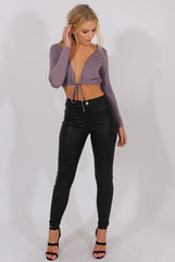 Lilac Plunge Drawstring Crop Top - Aggie-Crop Tops