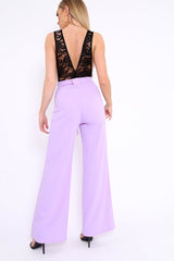Lilac Plunge Front Lace Jumpsuit - Felice-Jumpsuits