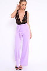 Lilac Plunge Front Lace Jumpsuit - Felice-Jumpsuits