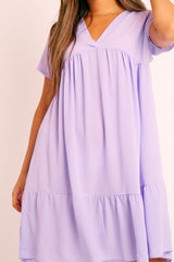 Lilac Plunge Smock Dress - Cambriella-Dresses