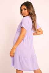 Lilac Plunge Smock Dress - Cambriella-Dresses