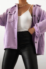 Lilac Pocket Oversized Brushed Shacket - Caley-Shacket