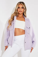 Lilac Pocket Oversized Brushed Shacket - Caley-Shacket