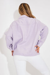 Lilac Pocket Oversized Brushed Shacket - Caley-Shacket