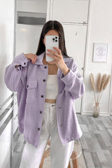 Lilac Pocket Oversized Brushed Shacket - Caley-Shacket