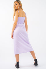 Lilac Polka Midi Skirt and Crop Top Co-ord - Viktoriya-Co-ords