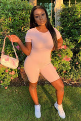 Lilac Ribbed Corset Unitard Playsuit - Delfina-Playsuits