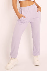 Lilac Ribbed Cuffed Trousers - Scarletta-Trousers