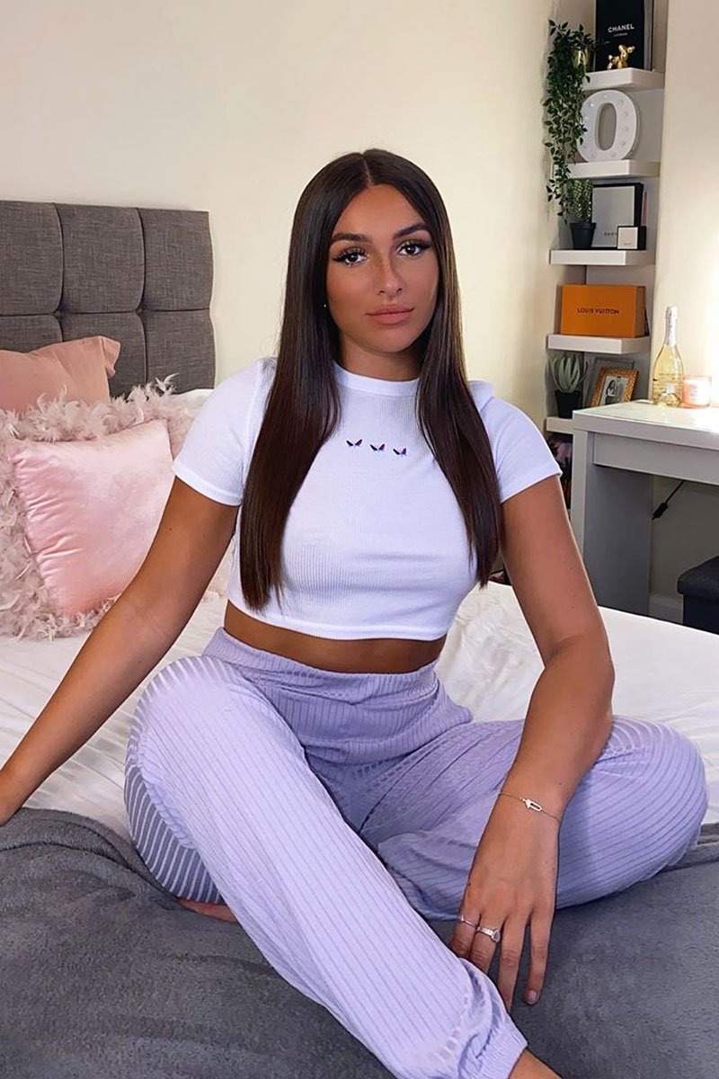 Lilac Ribbed Cuffed Trousers - Scarletta-Trousers