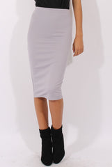 Lilac Ribbed High Waisted Midi Skirt - Della-Skirts