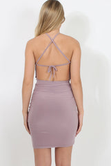 Lilac Ruched Side Dress - Allisa-Dresses