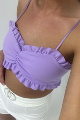 Lilac Ruffle Rouched Middle Bralet - Cellie-Bralets