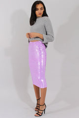 Lilac Sequin Pencil Skirt - Sybil-Skirts
