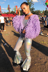 Lilac Shaggy Crop Jacket - Neha-Jackets