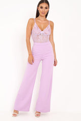 Lilac Sheer Lace Bodysuit - Katia-Bodysuits