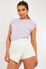 Lilac Shoulder Pad Oversized T-shirt - Amzie-T-shirt