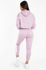 Lilac Side Stripe Cropped Hoodie and Jogger Set - Darshi-Tracksuits