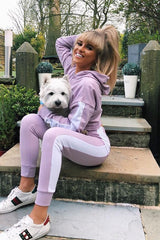 Lilac Side Stripe Cropped Hoodie and Jogger Set - Darshi-Tracksuits