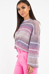 Lilac Stripe Glitter Soft Knit Jumper - Asiya-Jumper