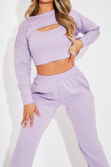 Lilac Top + Joggers 3 Piece Co-ord - Julie-Loungewear