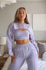 Lilac Top + Joggers 3 Piece Co-ord - Julie-Loungewear