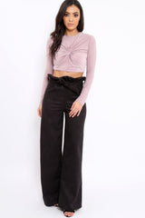 Lilac Twist Knot Front Crop Top - Keely-Crop Tops