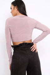 Lilac Twist Knot Front Crop Top - Keely-Crop Tops